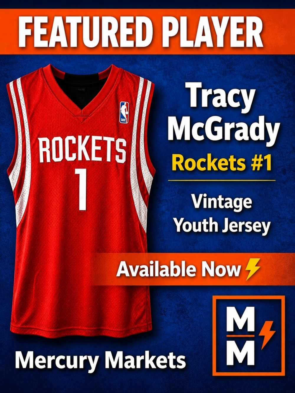 Tracy McGrady #1 Rockets Jersey Youth XL • Vintage NBA Throwback